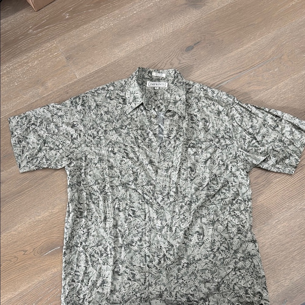 Lands' End Green and Black Casual Button Down Shirt